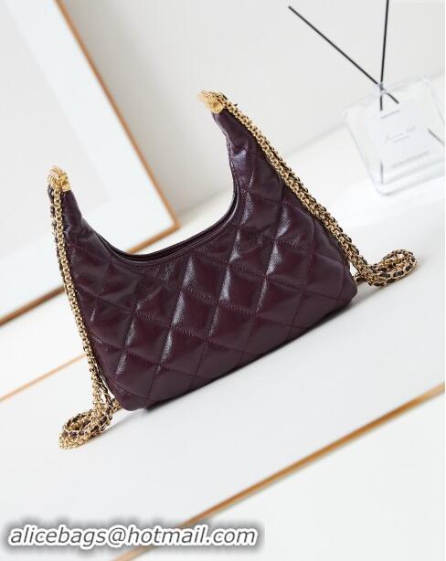 New Stylish Chanel Lambskin Hobo Bag with Chain AS4966 Burgundy 2024