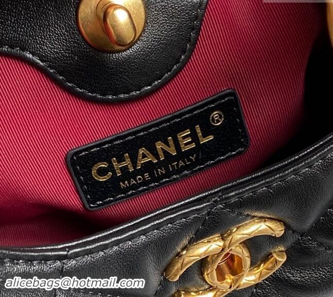 New Release Creation Chanel Lambskin Hobo Bag with Chain AS4966 Black 2024