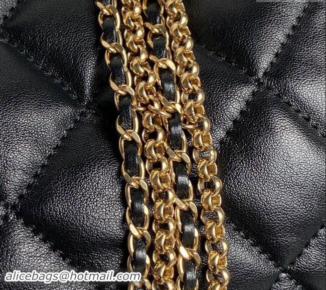 New Release Creation Chanel Lambskin Hobo Bag with Chain AS4966 Black 2024