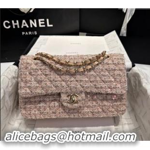 Luxury Classic Chanel Classic Tweed & Sequins Medium Flap Bag A01112 Nude Pink 2024