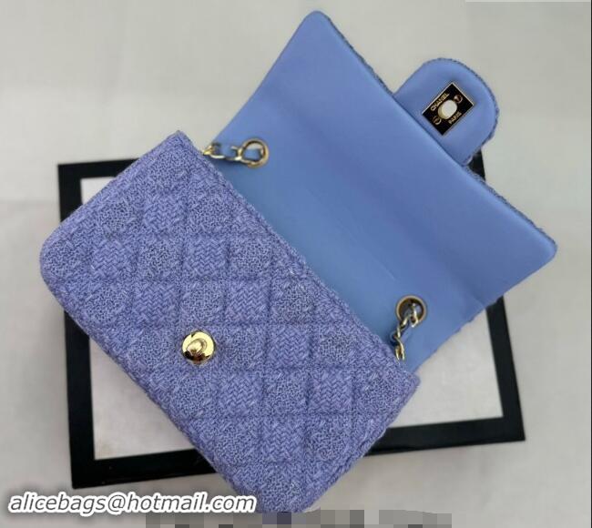 New Release Creation Chanel Classic Tweed Mini Flap Bag A69900 Light Purple 2024