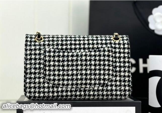 Market Sells Chanel Classic Hounstooth Tweed Medium Flap Bag A01112 White/Black 2024