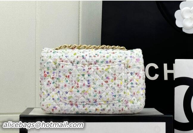 Luxury Classic Chanel Classic Hounstooth Tweed Mini Flap Bag A69900 White/Multicolor 2024