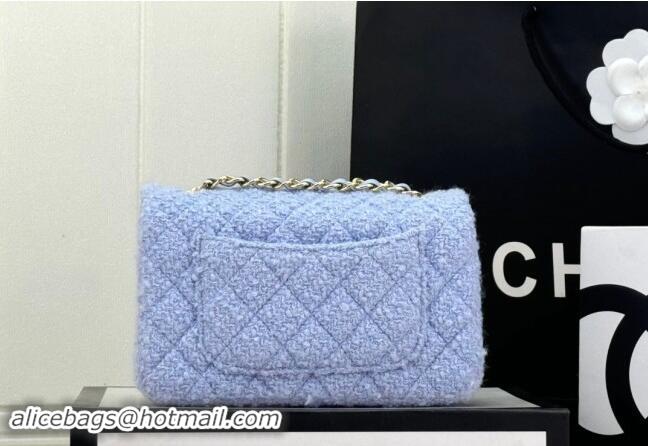 Original Cheap Chanel Classic Tweed Mini Flap Bag A69900 Pale Purple 2024