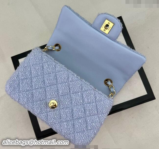 Original Cheap Chanel Classic Tweed Mini Flap Bag A69900 Pale Purple 2024