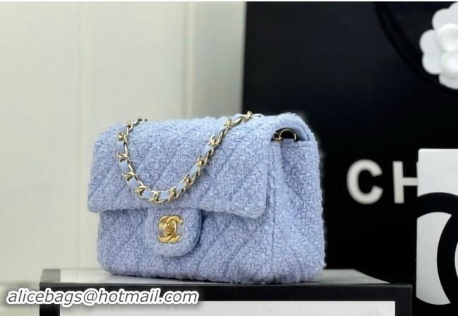 Original Cheap Chanel Classic Tweed Mini Flap Bag A69900 Pale Purple 2024