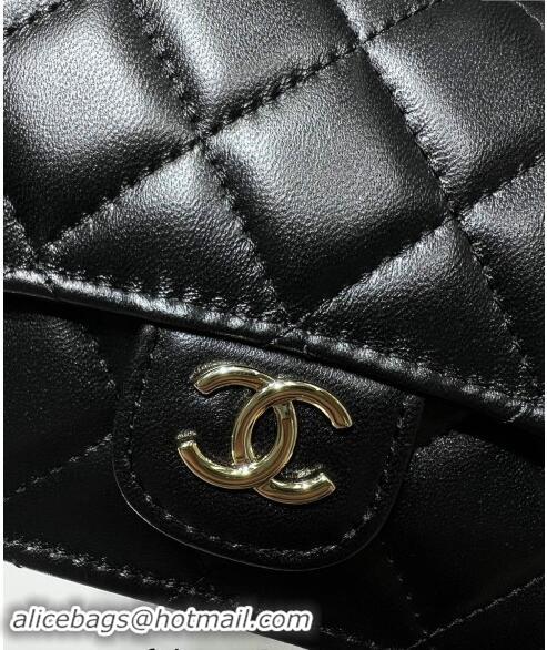 Buy Classic Chanel Lambskin Leather Flap Phone Holder with Chain AP3226 Black 2024