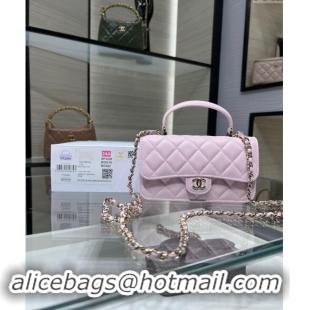 Low Cost Chanel Lambskin Leather Flap Phone Holder with Chain AP3226 Light Pink 2024