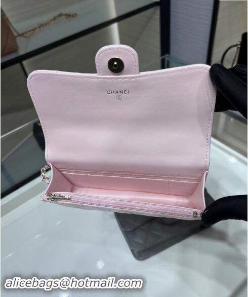 Low Cost Chanel Lambskin Leather Flap Phone Holder with Chain AP3226 Light Pink 2024