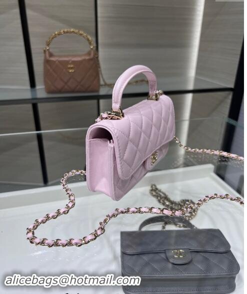 Low Cost Chanel Lambskin Leather Flap Phone Holder with Chain AP3226 Light Pink 2024