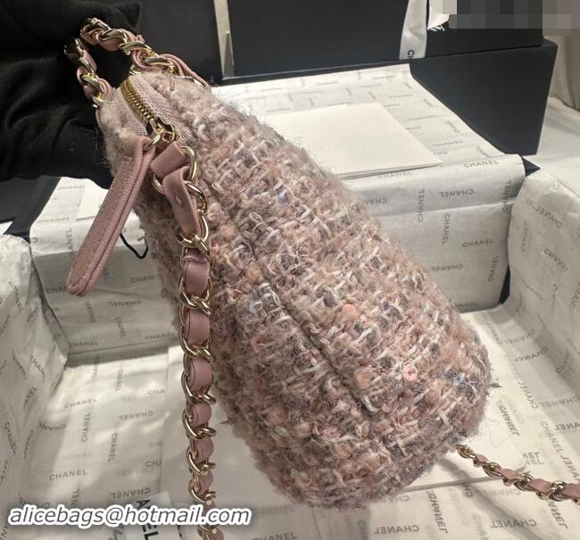 Buy Classic Chanel Tweed & Sequins Small Shopping Bag AS5130 Nude Pink 2024