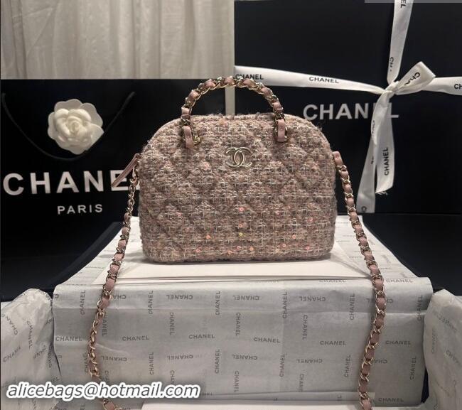 Buy Classic Chanel Tweed & Sequins Small Shopping Bag AS5130 Nude Pink 2024