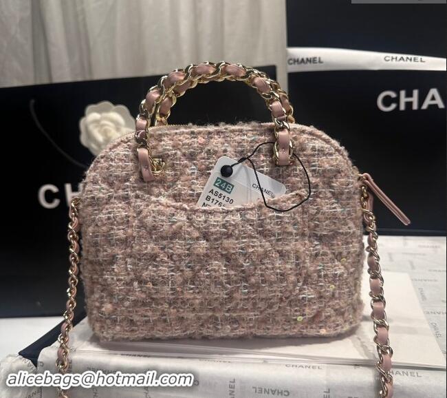 Buy Classic Chanel Tweed & Sequins Small Shopping Bag AS5130 Nude Pink 2024