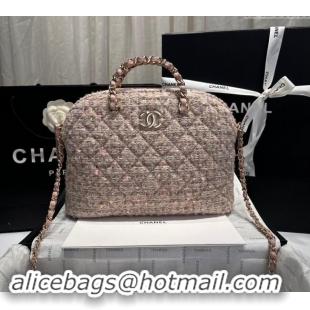 Market Sells Chanel Tweed & Sequins Clutch with Chain and Top Handle AP3354 Nude Pink 2024