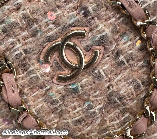 Market Sells Chanel Tweed & Sequins Clutch with Chain and Top Handle AP3354 Nude Pink 2024