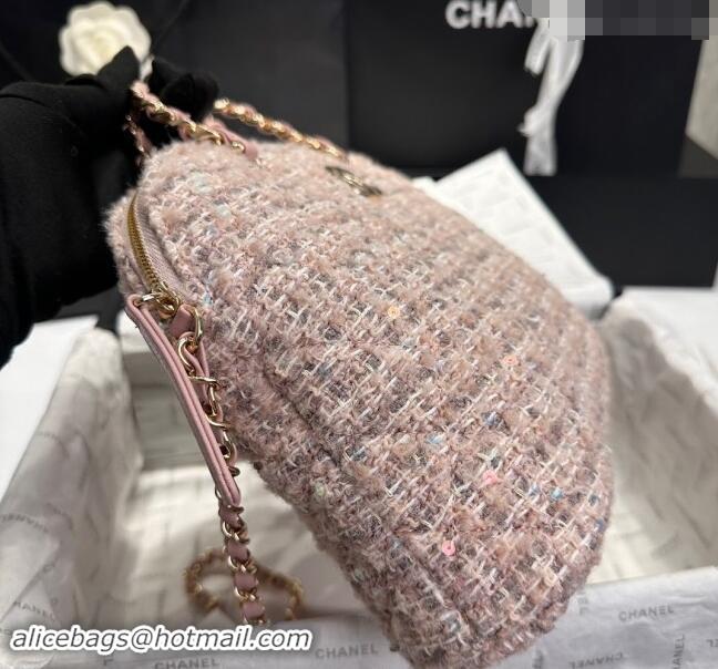 Buy Discount Chanel Tweed & Sequins Small Shopping Bag AS3969 Nude Pink 2024