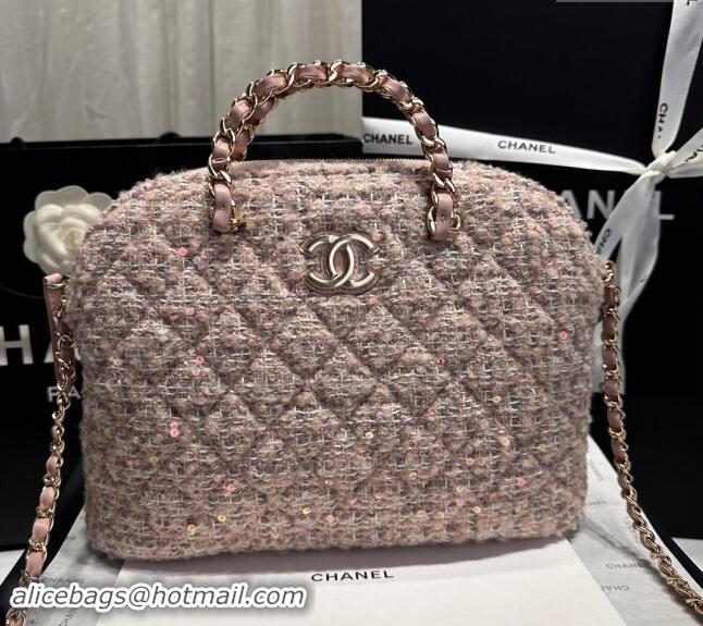 Buy Discount Chanel Tweed & Sequins Small Shopping Bag AS3969 Nude Pink 2024