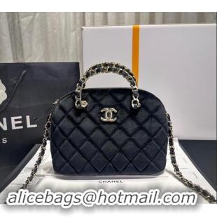 New Style Chanel Velvet Small Shopping Bag AS5130 Black 2024