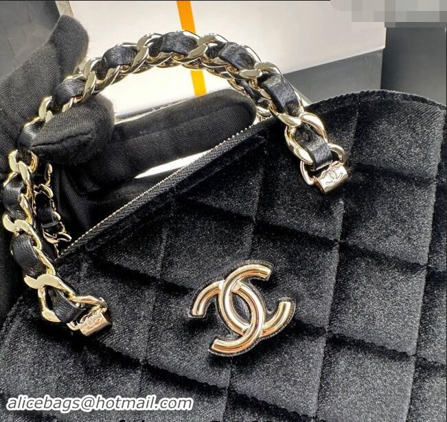 New Style Chanel Velvet Small Shopping Bag AS5130 Black 2024