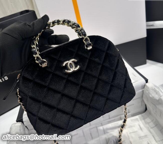 New Style Chanel Velvet Small Shopping Bag AS5130 Black 2024