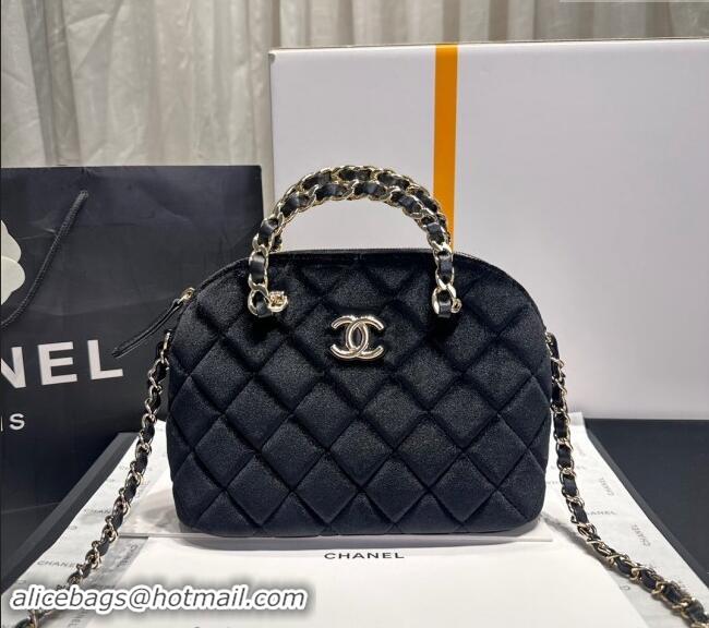 New Style Chanel Velvet Small Shopping Bag AS5130 Black 2024