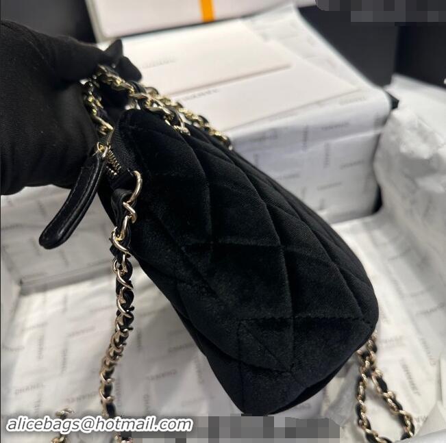 New Style Chanel Velvet Small Shopping Bag AS5130 Black 2024