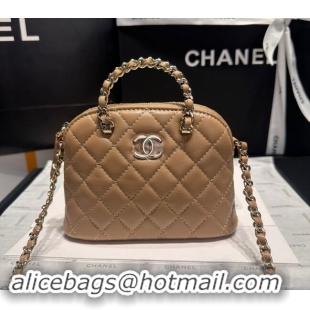 New Fashion Chanel Shiny Lambskin Small Shopping Bag AS5130 Light Brown 2024