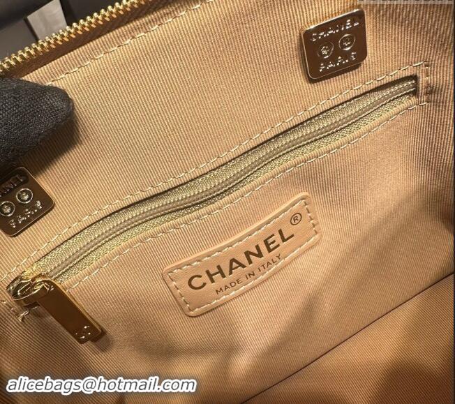 New Fashion Chanel Shiny Lambskin Small Shopping Bag AS5130 Light Brown 2024