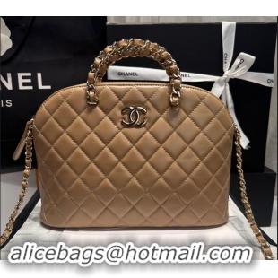 Good Quality Chanel Shiny Lambskin Small Shopping Bag AS3969 Light Brown 2024