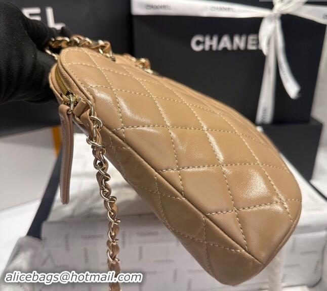 Good Quality Chanel Shiny Lambskin Small Shopping Bag AS3969 Light Brown 2024