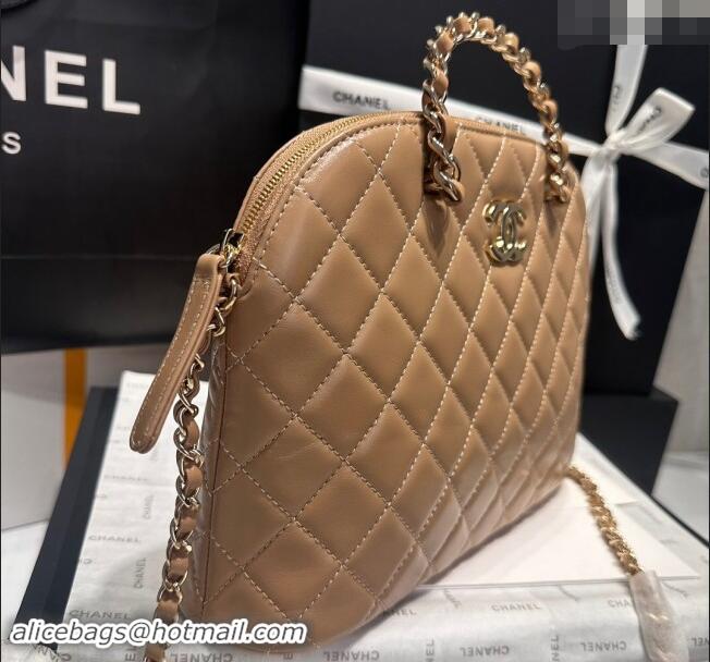 Good Quality Chanel Shiny Lambskin Small Shopping Bag AS3969 Light Brown 2024