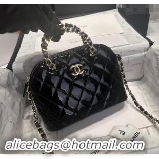 New Release Creation Chanel Patent Calfskin Small Shopping Bag AS5130 Black 2024