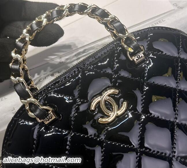 New Release Creation Chanel Patent Calfskin Small Shopping Bag AS5130 Black 2024