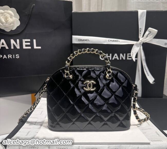 New Release Creation Chanel Patent Calfskin Small Shopping Bag AS5130 Black 2024