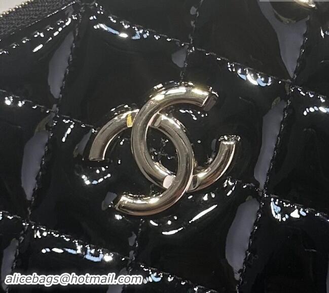 New Stylish Chanel Patent Calfskin Small Shopping Bag AS3969 Black 2024