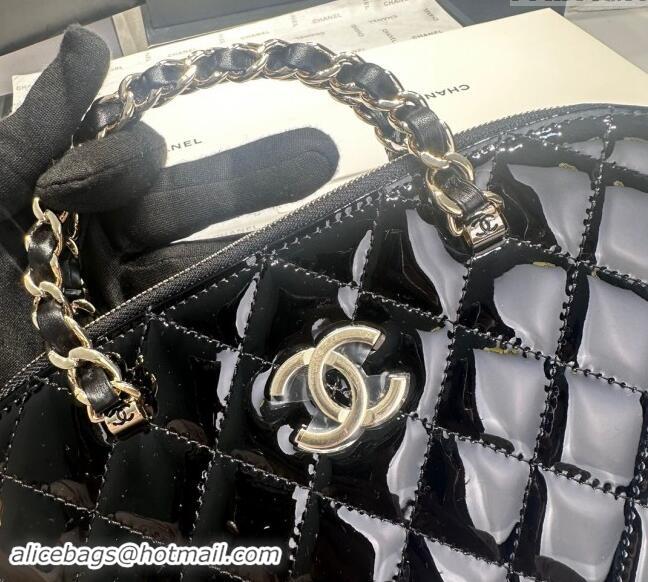 New Stylish Chanel Patent Calfskin Small Shopping Bag AS3969 Black 2024