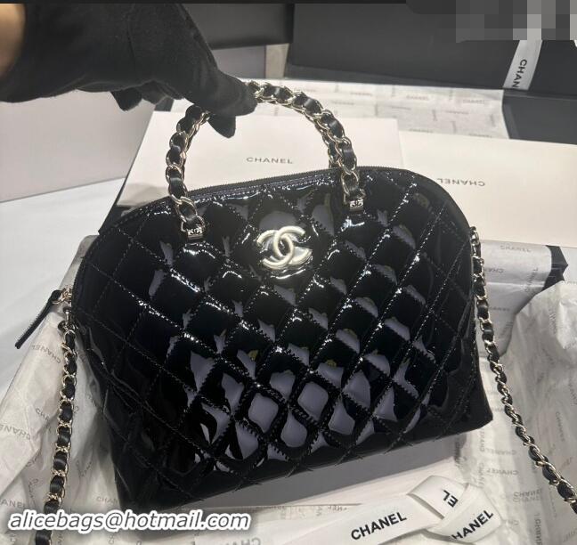 New Stylish Chanel Patent Calfskin Small Shopping Bag AS3969 Black 2024