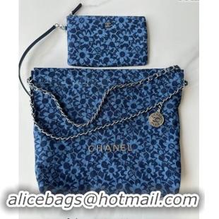 Modern Classic Chanel 22 Bloom Denim Small Shopping Bag AS3260 Blue 2024