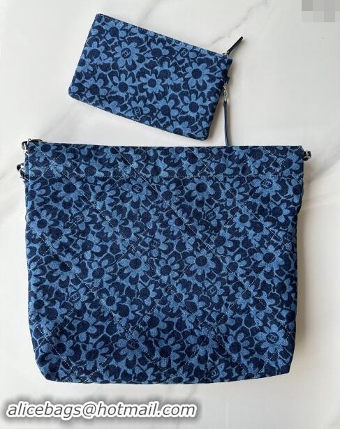 Modern Classic Chanel 22 Bloom Denim Small Shopping Bag AS3260 Blue 2024