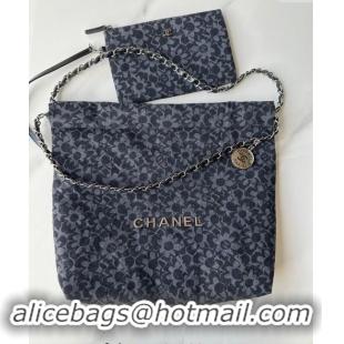 New Style Chanel 22 Bloom Denim Small Shopping Bag AS3260 Grey/Black 2024