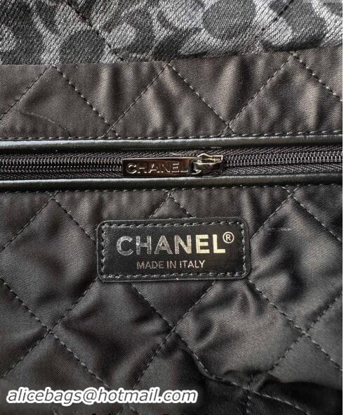 New Style Chanel 22 Bloom Denim Small Shopping Bag AS3260 Grey/Black 2024