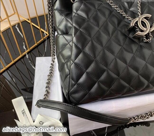 Spot Bulk Chanel Quilted Calfskin Bucket Bag A91277 Black 2024