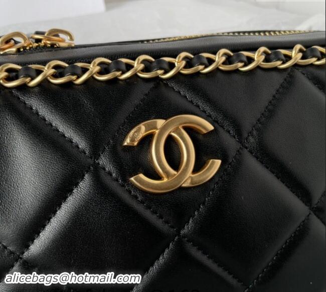 Good Taste Chanel Quilted Lambskin Small Camera Case Bag with Chain AS5086 Black 2024