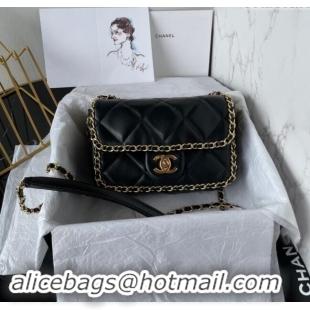 Cheap Wholesale Chanel Quilted Lambskin Flap Bag with Chain AS5089 Black 2024