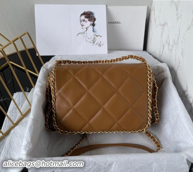 Buy Classic Chanel Quilted Lambskin Flap Bag with Chain AS5089 Brown 2024