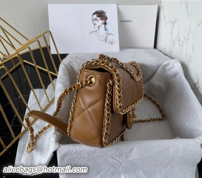 Buy Classic Chanel Quilted Lambskin Flap Bag with Chain AS5089 Brown 2024