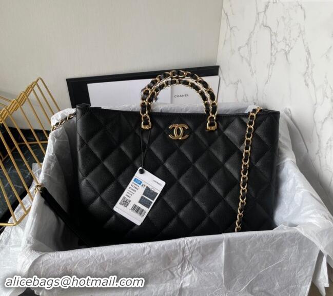 High Quality Chanel GST Grained Calfskin Shopping bag AS4824 Black 2024