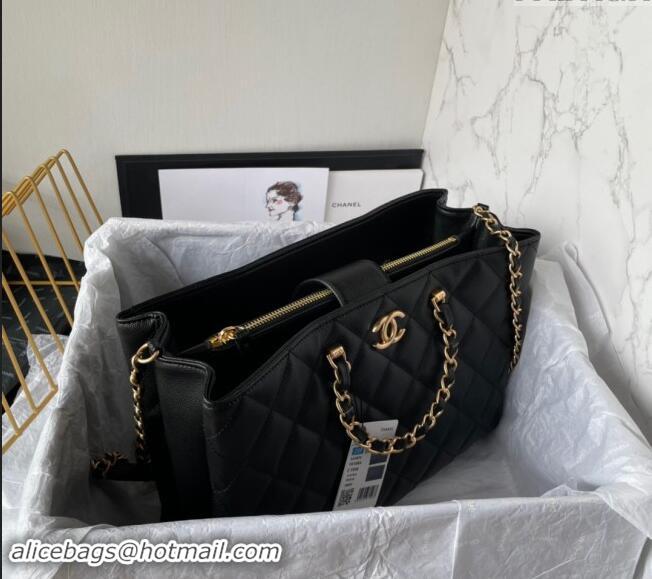 High Quality Chanel GST Grained Calfskin Shopping bag AS4824 Black 2024