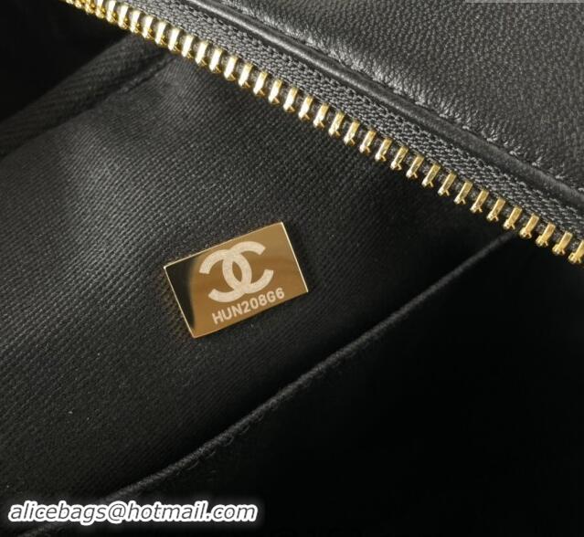 Reasonable Price Chanel Shiny Calfskin Large Bowling Bag with Pockets AS4933 Black 2024