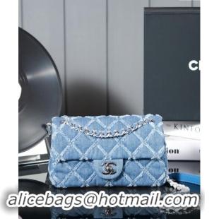 New Release Creation Chanel Quilted Denim Classic Mini Flap bag A69900 Blue 2024